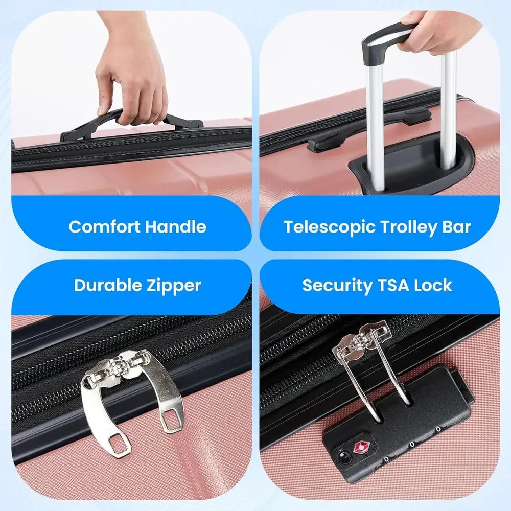 3-Piece Large Suitcase Set wit - Expandable Hard Shell Luggage Set 评论和价格