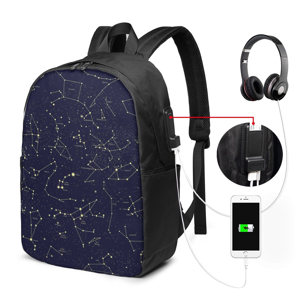 Night Sky Golden Celestial Sta - Backpacks 评论和价格