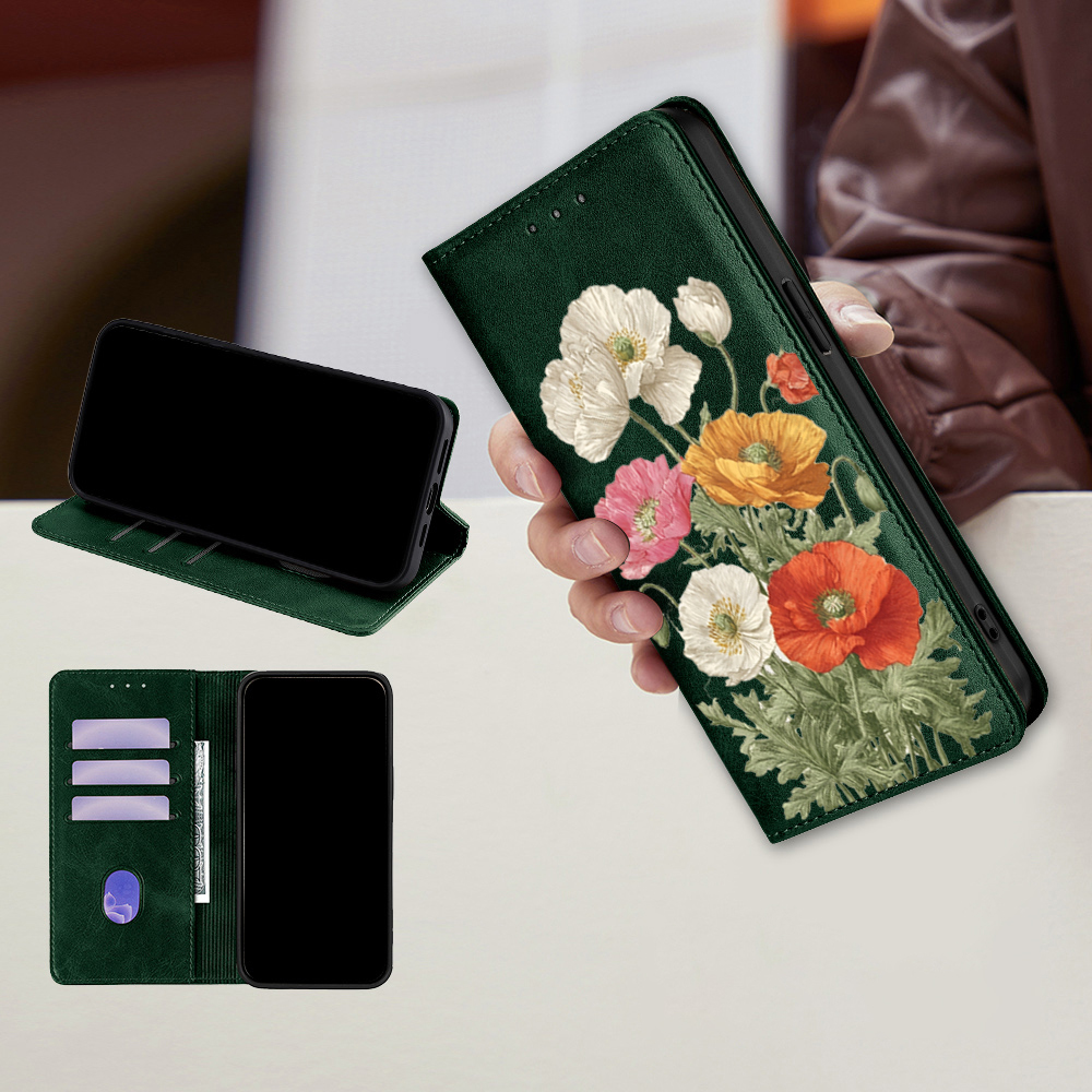 Magnetic Leather Floral patter - Wallets 评论和价格