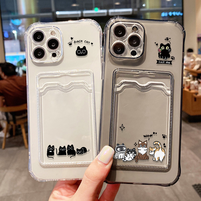 Cute Black Cat Phone Case For  - Wallets 评论和价格