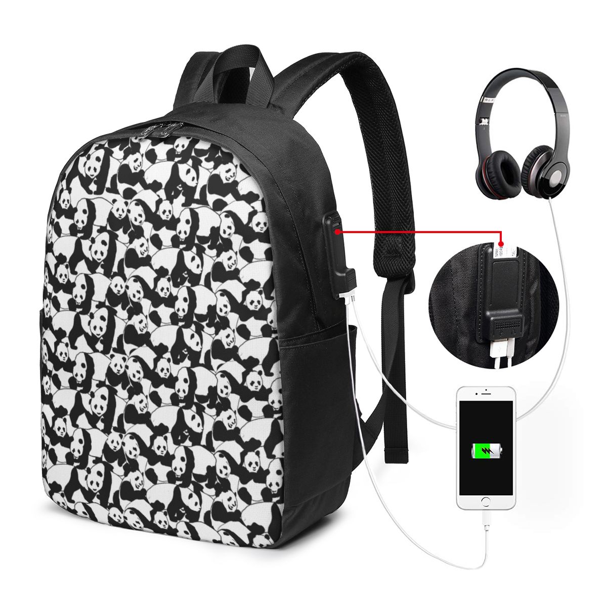 Panda Pattern Backpack Travel  - Backpacks 评论和价格