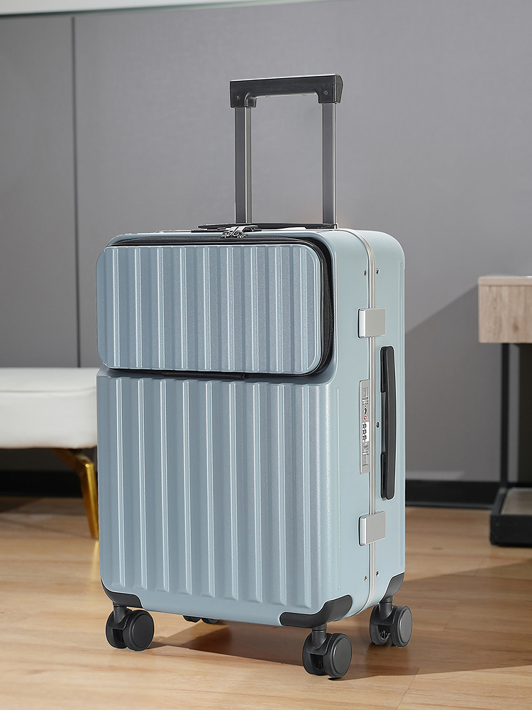 Front Laptop Pocket Suitcase C - Aluminum Frame Carry On Luggage 评论和价格